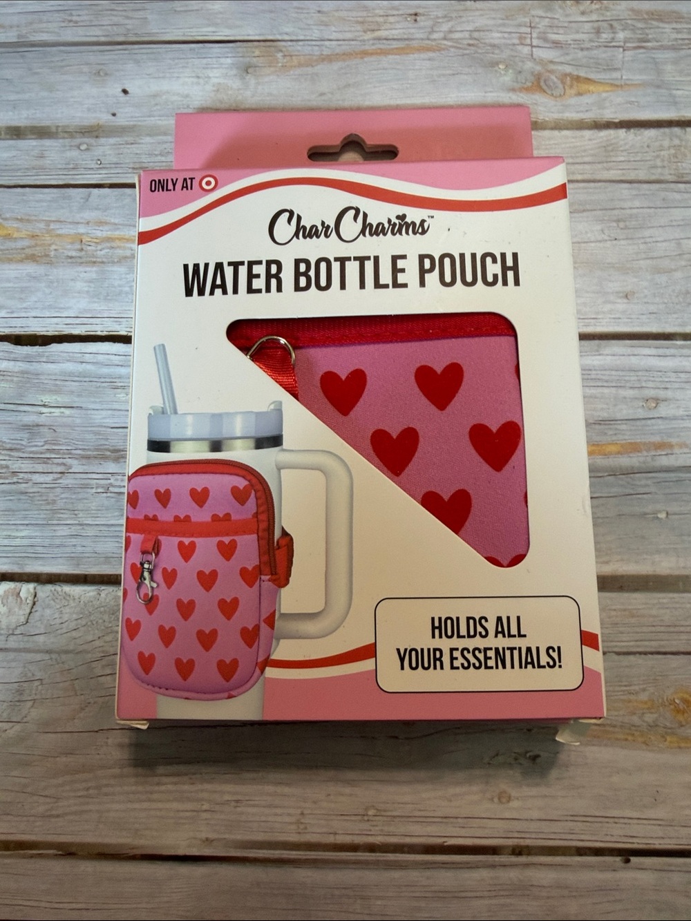 Pink Heart Water Bottle Pouch